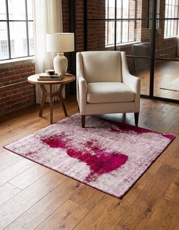 4' 4 x 4' 10 Hand Knotted Ultra Vintage Persian Wool Square Rug