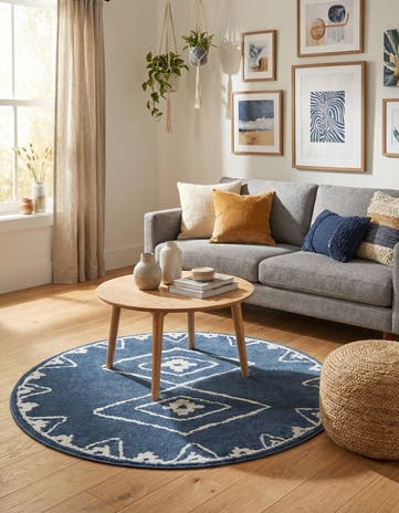 Blue Oslo Round Rug