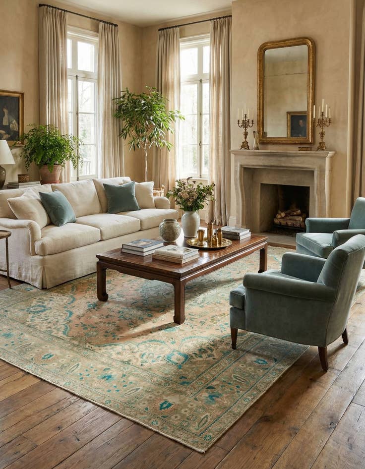 Detail image of 9' 1 x 13'  Hand Knotted Ultra Vintage Persian Wool Rug