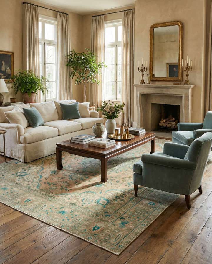 9' 1 x 13' Hand Knotted Ultra Vintage Persian Wool Rug