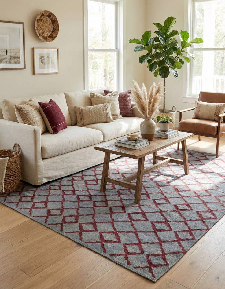 Detail image of 6' 3 x 7' 10  Hand Woven Kilim Modern Wool Square Rug