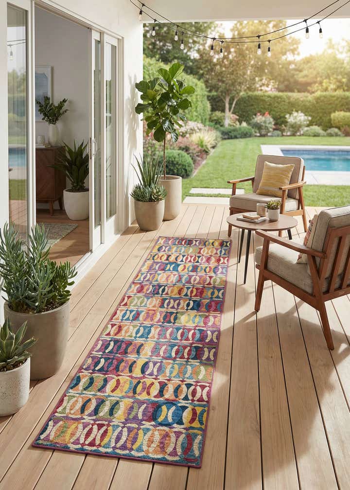 2' 7 x 10' Easy-Clean Modern Indoor / Outdoor Runner Rug