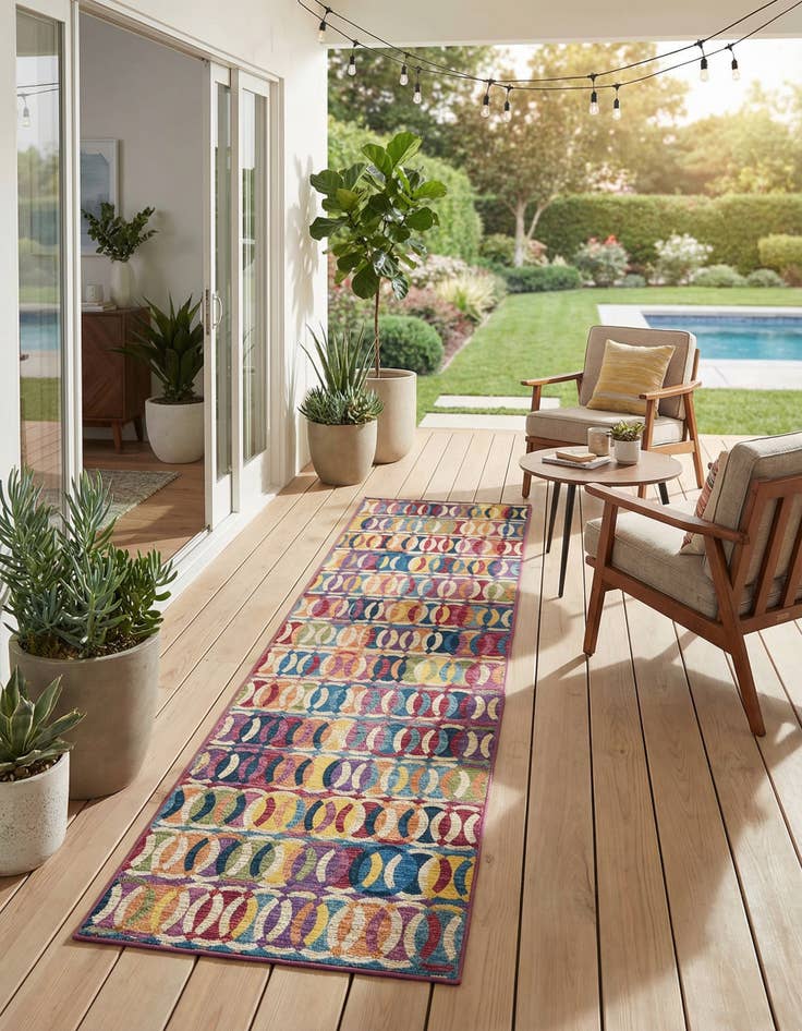 Detail image of 2' 7 x 10'  Washable Modern Indoor / Outdoor Runner Rug