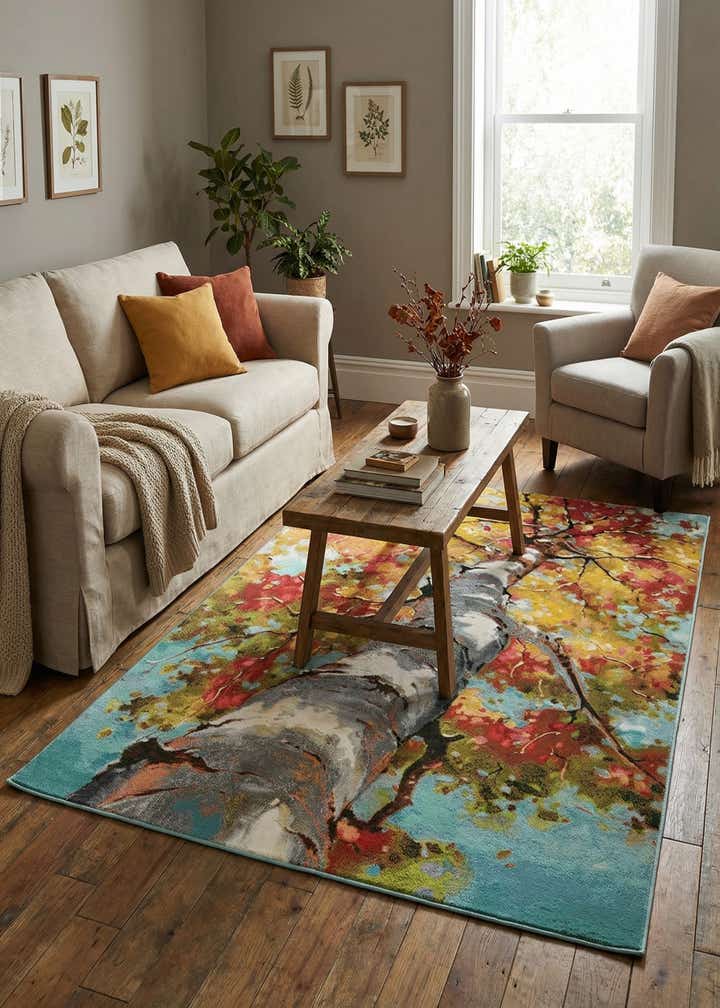 5' 3 x 8' Easy-Clean Botanical Indoor / Outdoor Rug