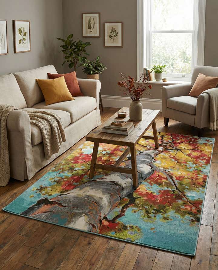 5' 3 x 8' Easy-Clean Botanical Indoor / Outdoor Rug