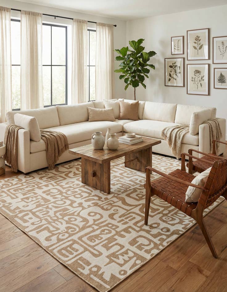 Detail image of 10' x 14'  Washable Modern Indoor / Outdoor Rug