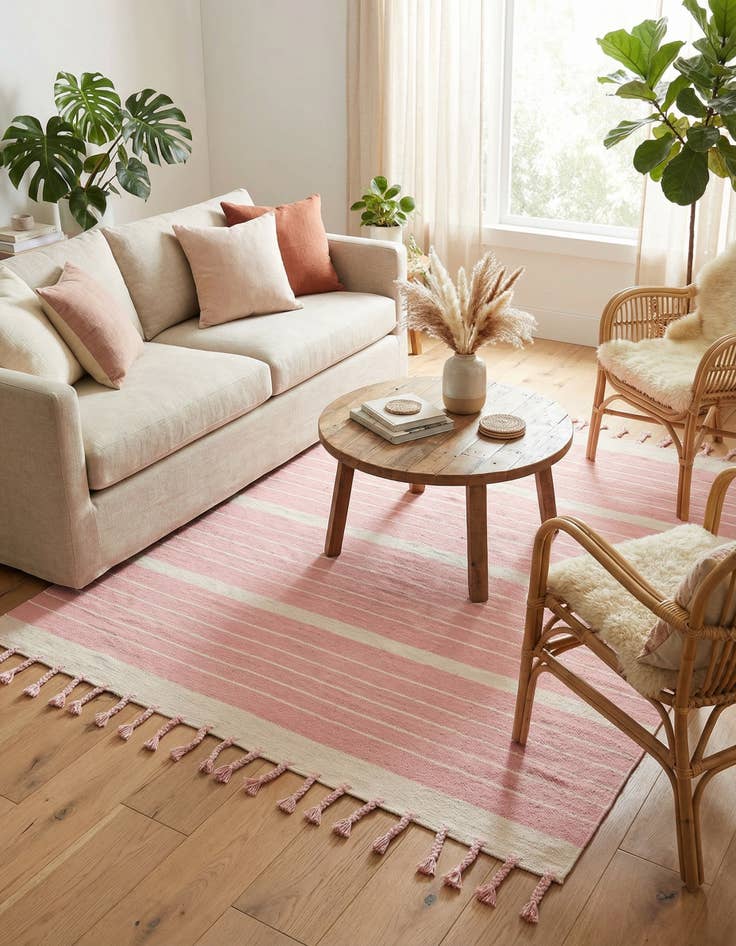 Detail image of 7' 1 x 7' 1  Hand Woven Chindi Cotton Square Rug