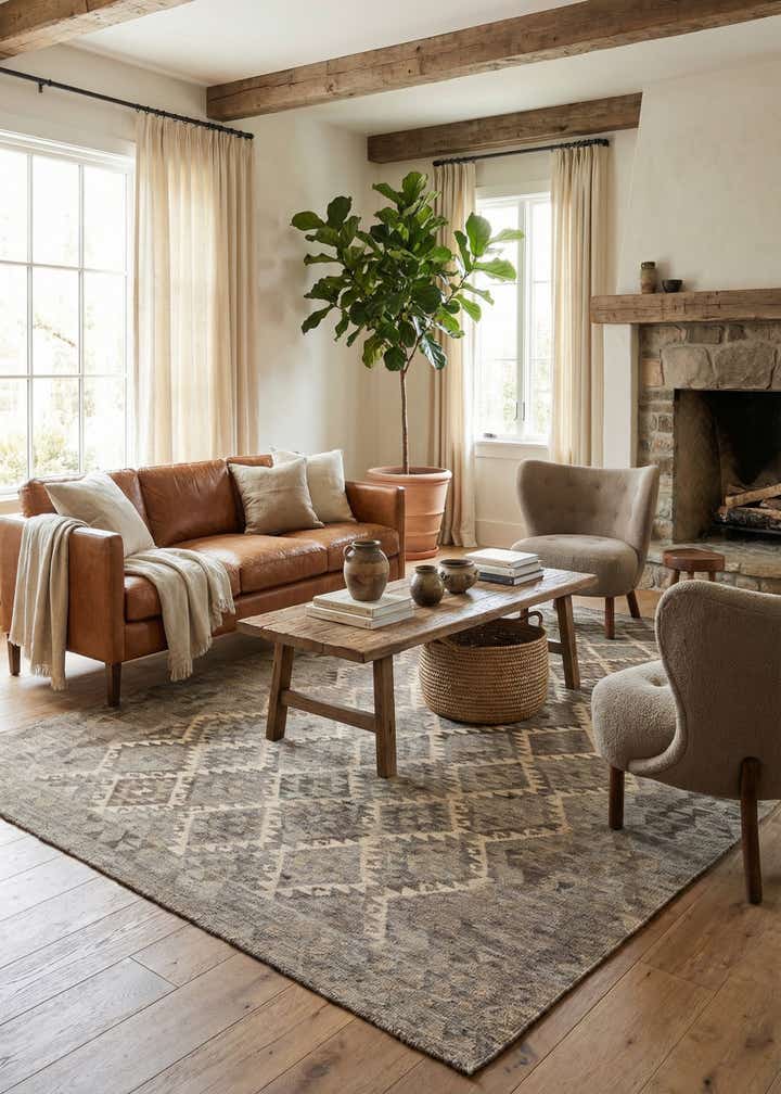 6' 10 x 9' 7 Hand Knotted Kilim Maymana Wool Rug