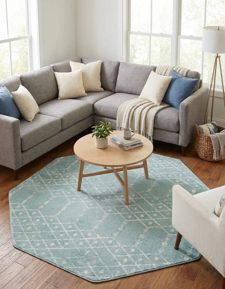 Detail image of 6' 1 x 6' 1 Paxon Trellis Octagon Rug