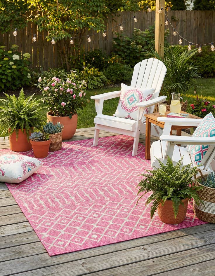 Detail image of 4' x 6'  Washable Trellis Indoor / Outdoor Rug