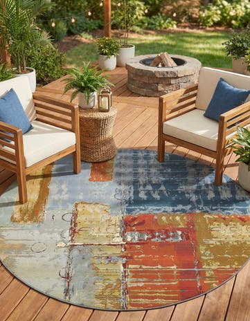 8' x 8' Easy-Clean Modern Indoor / Outdoor Round Rug