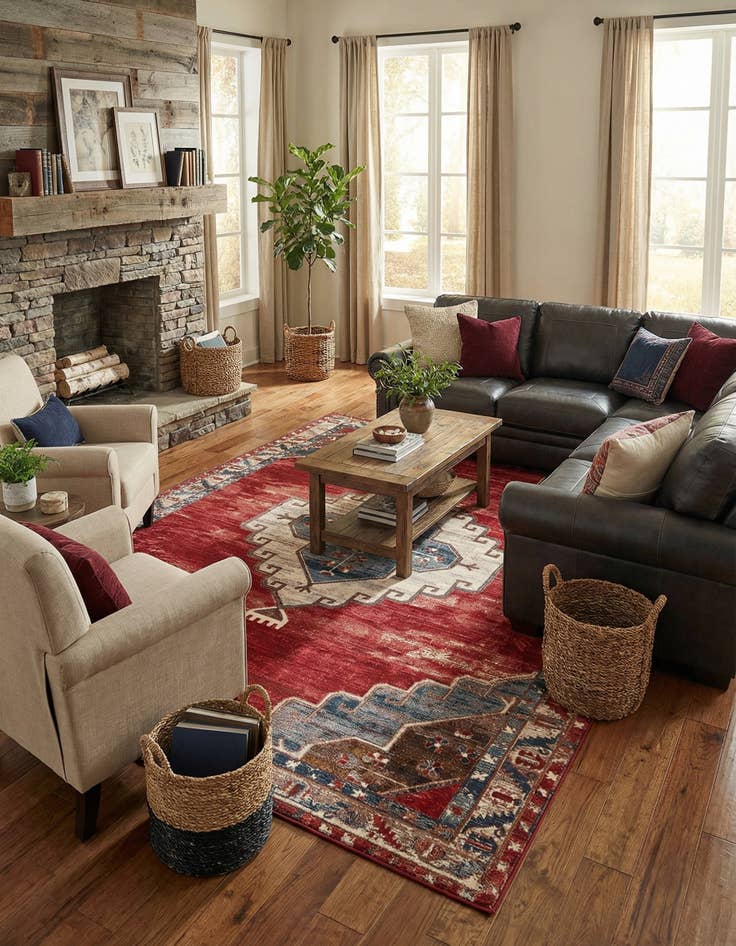 Detail image of 10' x 14'  Washable Traditional Indoor / Outdoor Rug