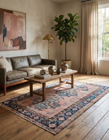 4' 4 x 6' 8 Hand Knotted Ultra Vintage Persian Wool Rug
