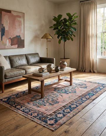 4' 4 x 6' 8 Hand Knotted Ultra Vintage Persian Wool Rug
