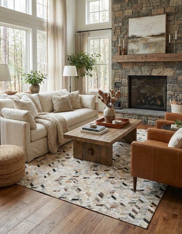 5' 4 x 7' 7 Cowhide Stocks Rug