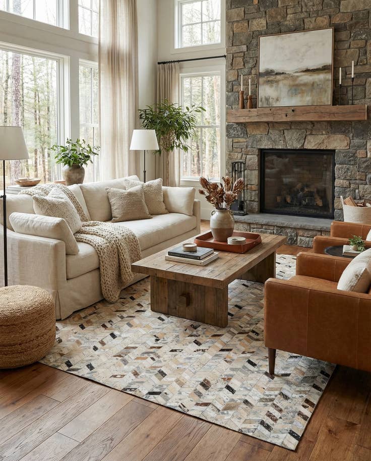 Detail image of 5' 4 x 7' 7 Cowhide Stocks Rug