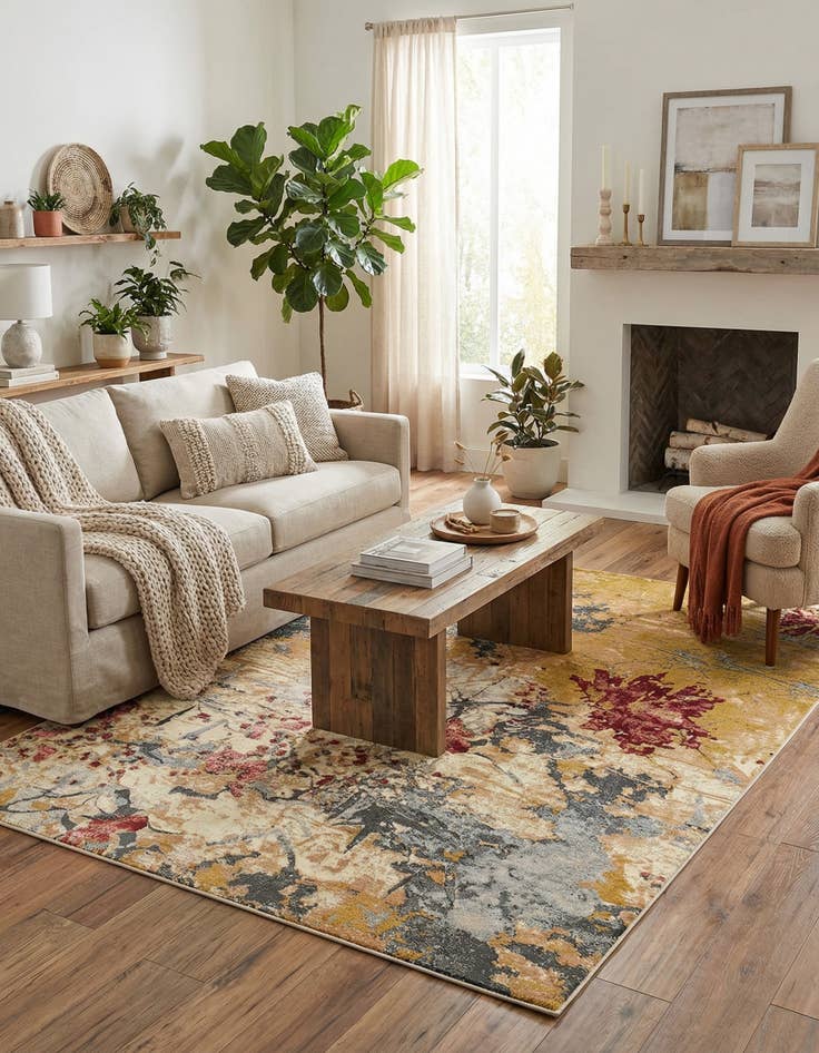 Detail image of  6' x 9'  Washable Modern Indoor / Outdoor Rug