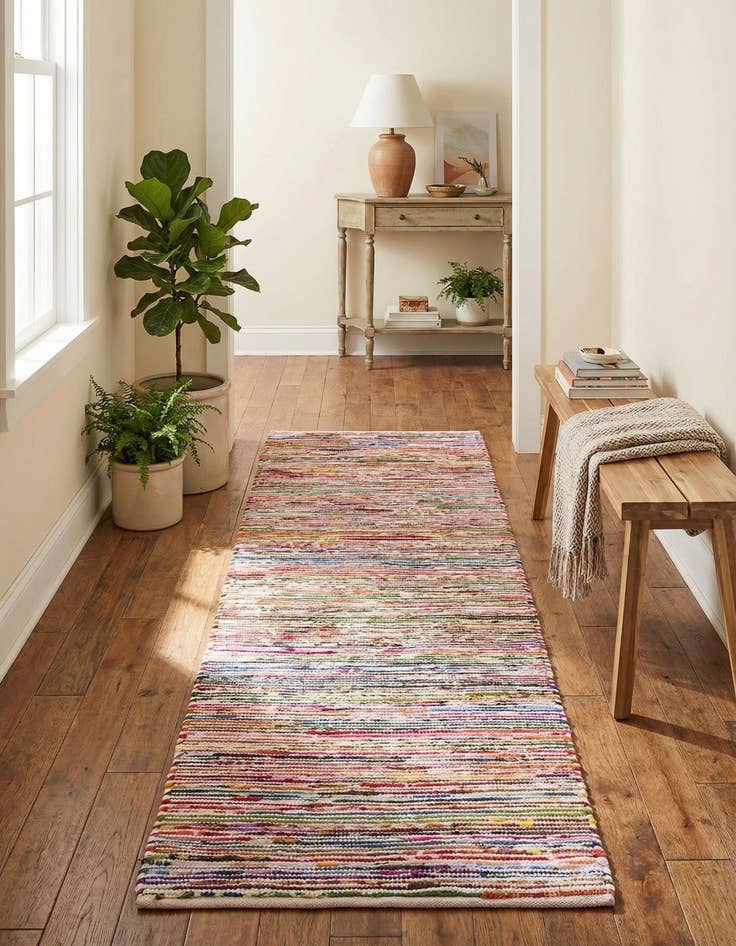 Detail image of 2' 7 x 10' Hand Woven Chindi Cotton Runner Rug