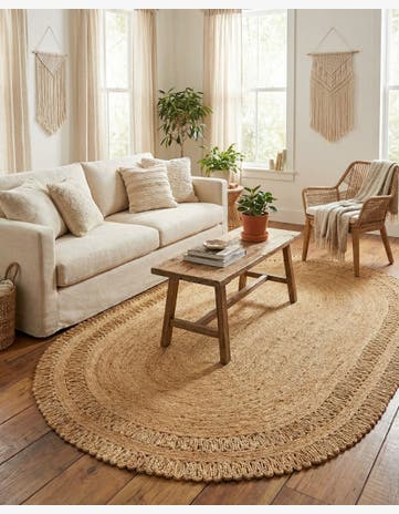 5' 1 x 8' Handmade Braided Jute Oval Rug