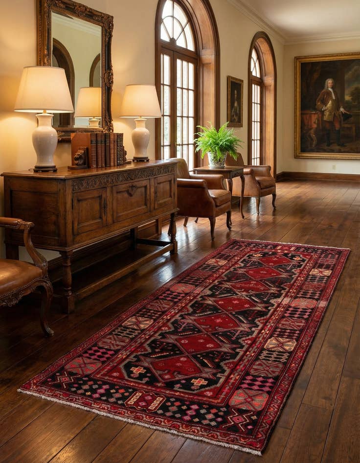 Detail image of 4' 10 x 9' 4 Hamedan Wool Rug