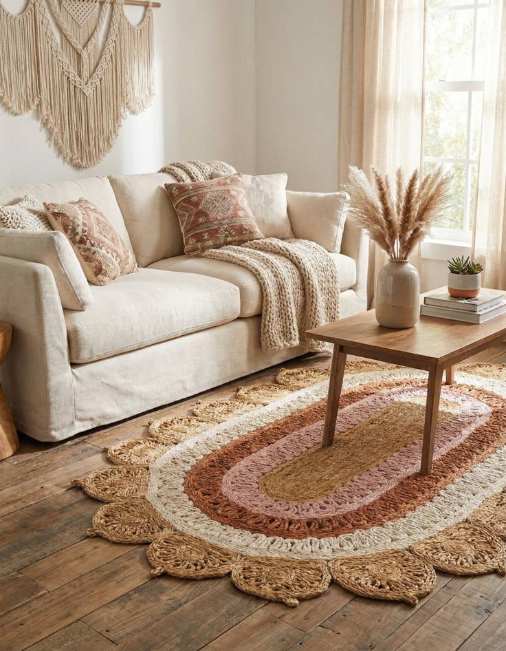 Detail image of 3' 1 x 5' 1  Hand Braided Jute Oval Rug