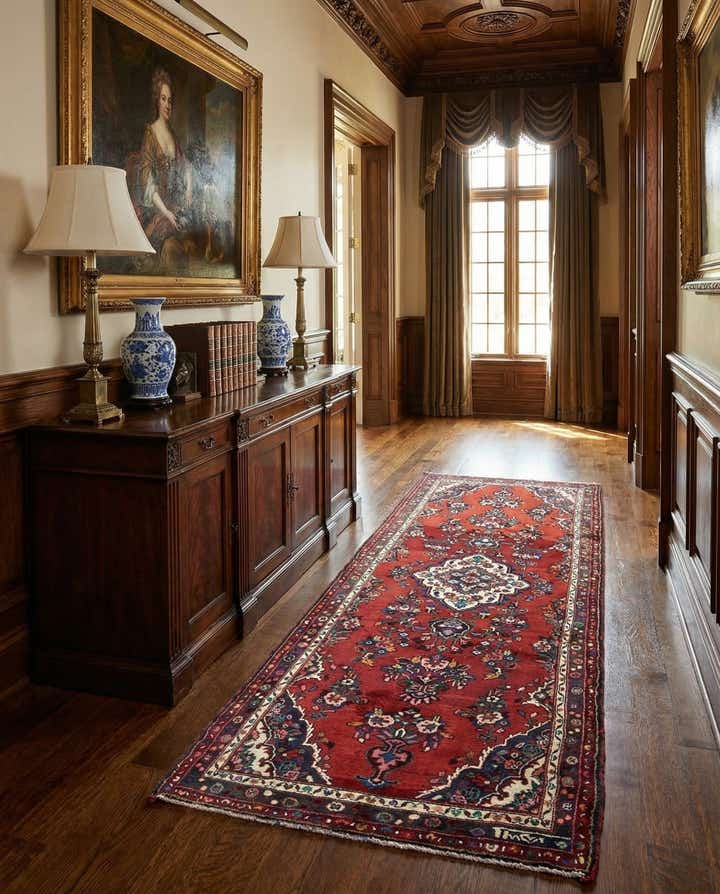 3' 8 x 10' Hand Knotted Hamedan Persian Wool Runner Rug