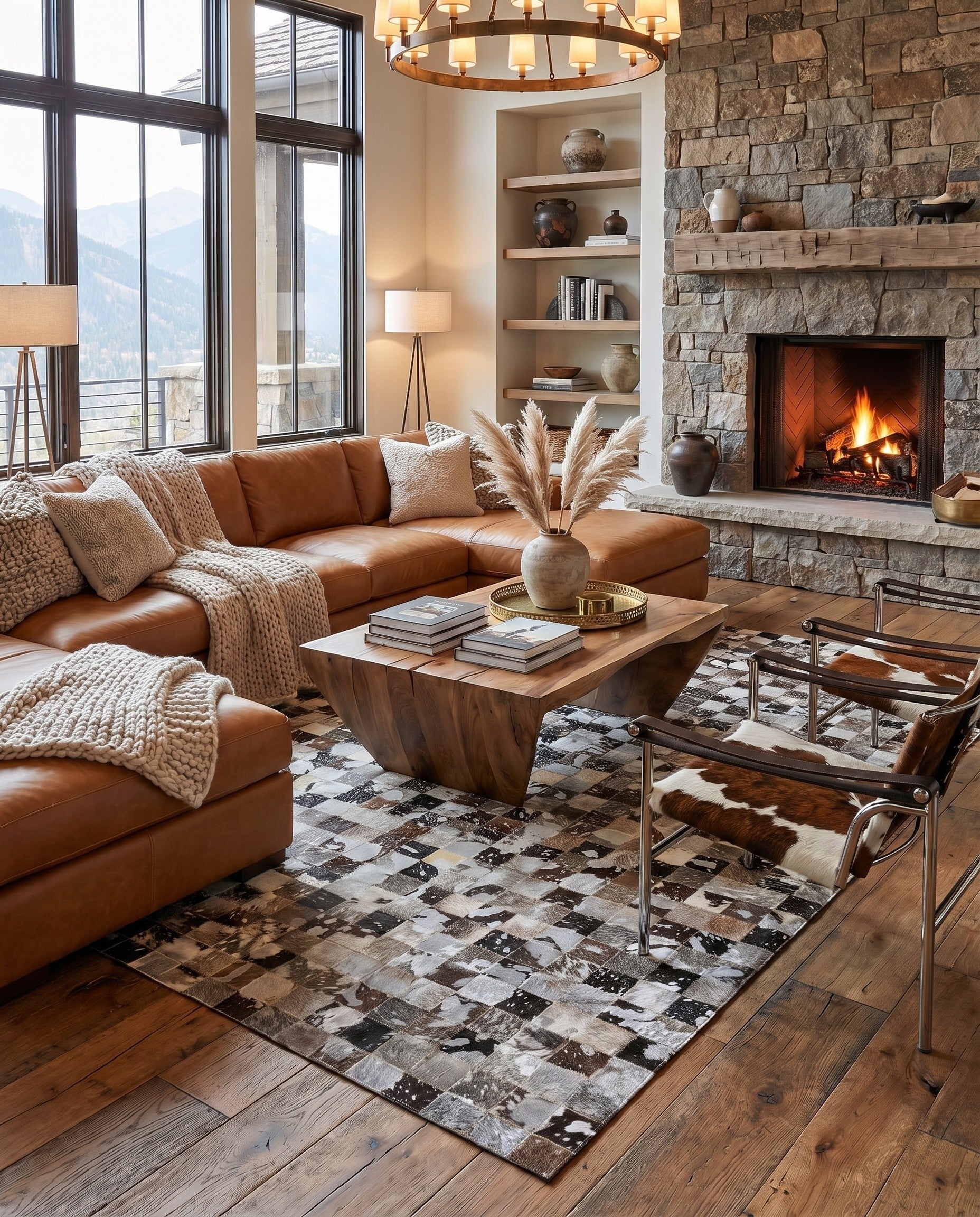 5' 1 x 8' 1 Cowhide Leather Rug