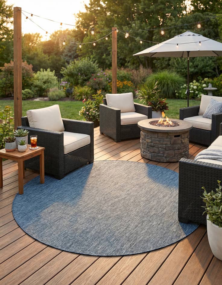 Detail image of 10' x 10'  Washable Solid Indoor / Outdoor Round Rug