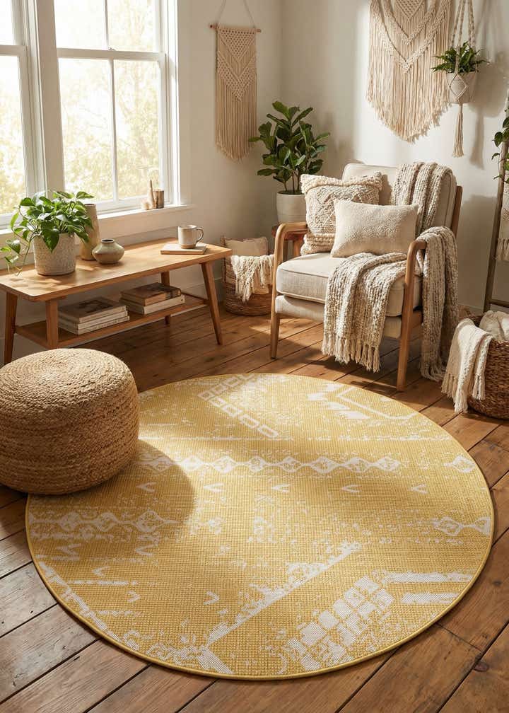 6' x 6' Easy-Clean Bohemian Indoor / Outdoor Round Rug