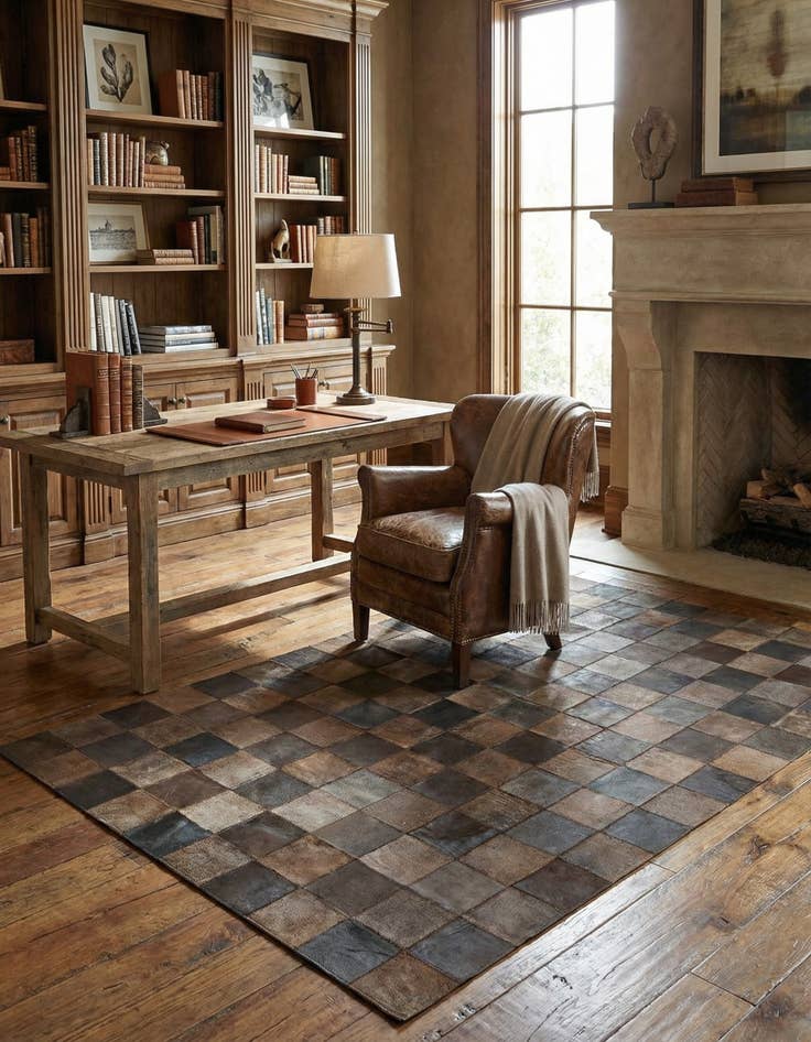 Detail image of 5' x 7' 10 Cowhide Leather Rug