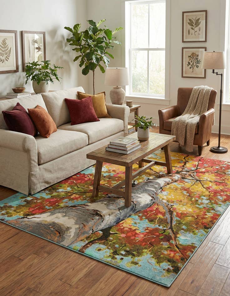 Detail image of 7' 10 x 10' Easy-Clean Botanical Indoor / Outdoor Rug