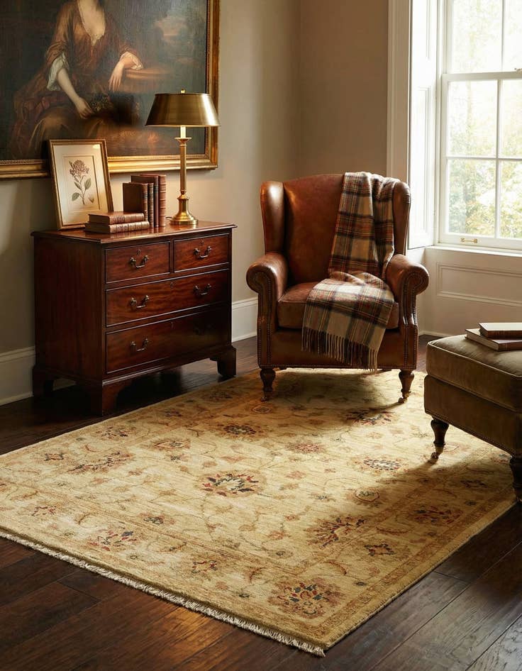 Detail image of  3' 5 x 4' 9  Hand Knotted Peshawar Ziegler Rug