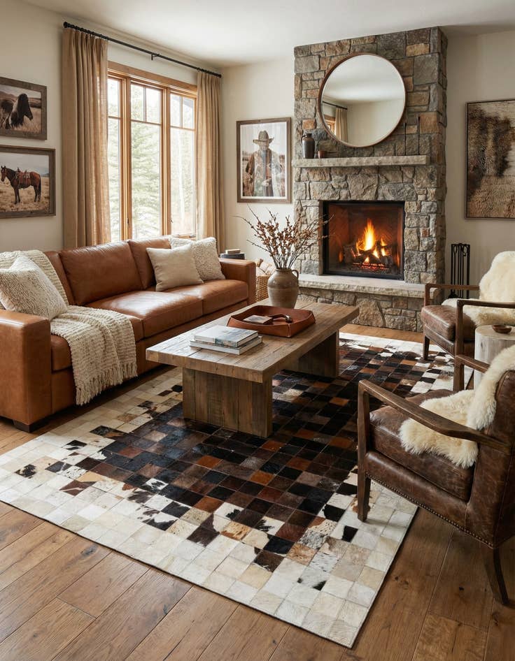 Detail image of 5' x 7' 11 Cowhide Stocks Rug
