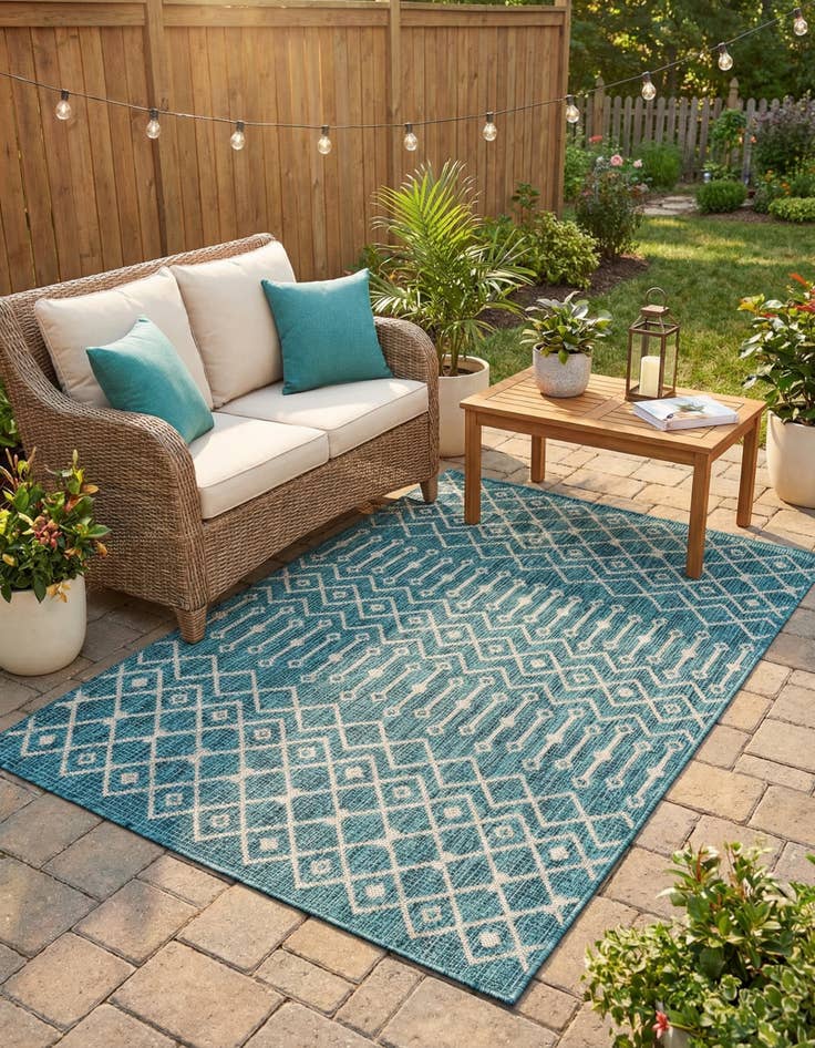 Detail image of 4' x 6' Easy-Clean Trellis Indoor / Outdoor Rug
