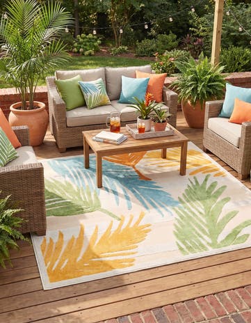 Beige Easy-Clean Aruba Indoor / Outdoor Square Rug