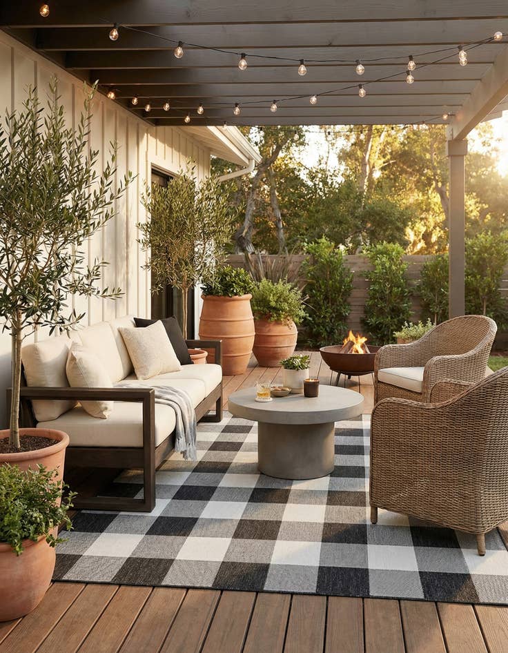 Detail image of 7' 10 x 10'  Washable Checkered Indoor / Outdoor Rug