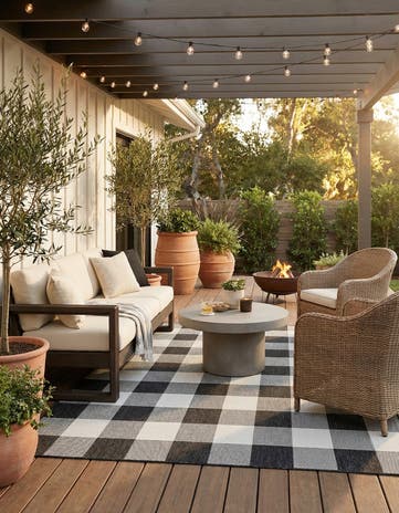 7' 10 x 10' Easy-Clean Checkered Indoor / Outdoor Rug