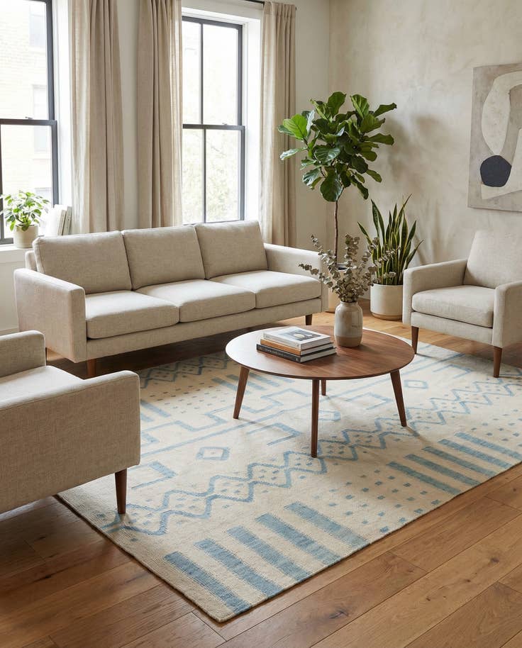 Detail image of 5' 4 x 6' 7 Hand Woven Kilim Modern Wool Rug