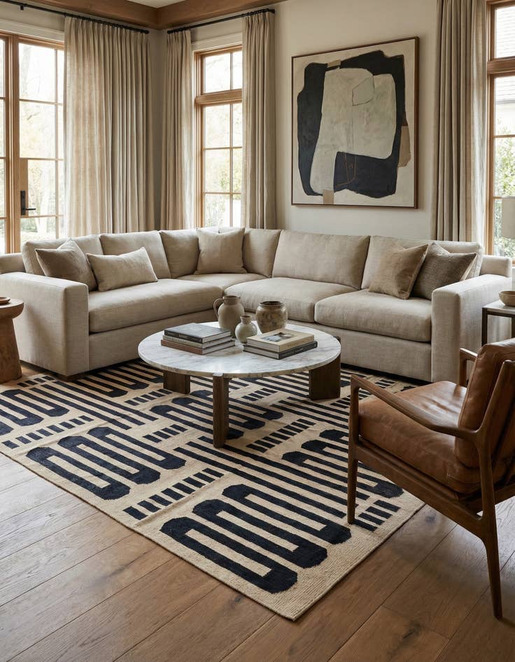 Detail image of 8' 5 x 9' 8  Hand Woven Kilim Modern Wool Rug