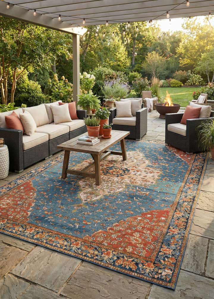 10' x 14' Easy-Clean Traditional Indoor / Outdoor Rug