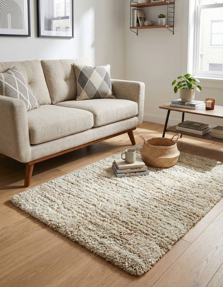 Detail image of 2' x 3' 1  Hand Woven Haka Deluxe Shag Rug