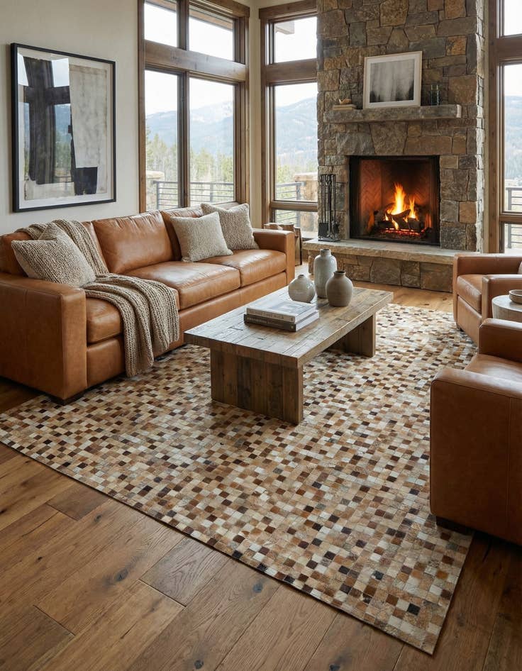 Detail image of 8' x 9' 10 Cowhide Leather Rug