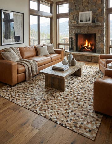 8' x 9' 10 Cowhide Leather Rug