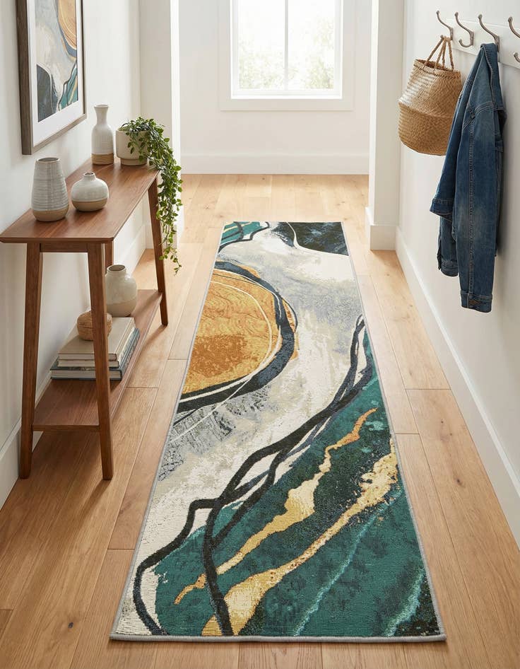 Detail image of  2' x 8'  Washable Modern Indoor / Outdoor Runner Rug