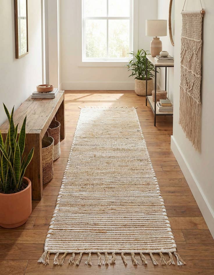 Detail image of 2' 7 x 10'  Hand Woven Chindi Jute Runner Rug