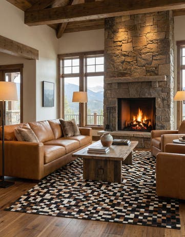 5' x 8' Cowhide Leather Rug