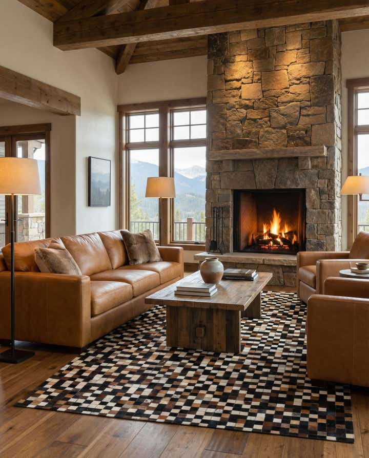 5' x 8' Cowhide Leather Rug