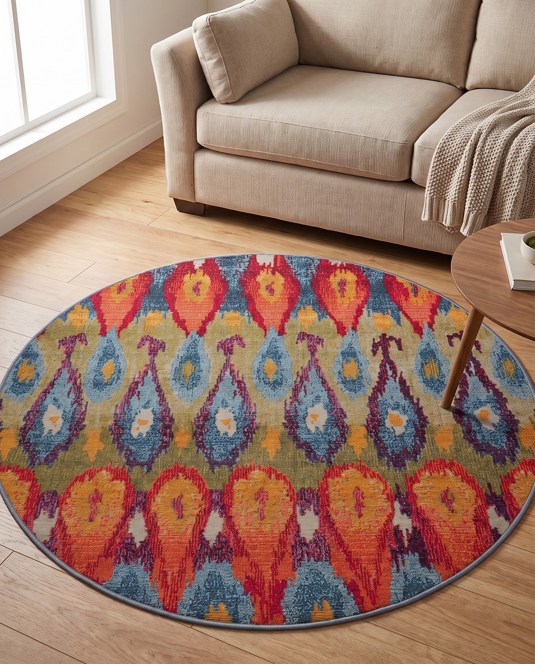 4' x 4' Easy-Clean Modern Indoor / Outdoor Round Rug