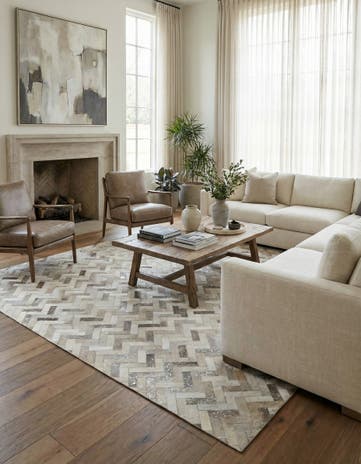 8' x 9' 10 Cowhide Leather Rug
