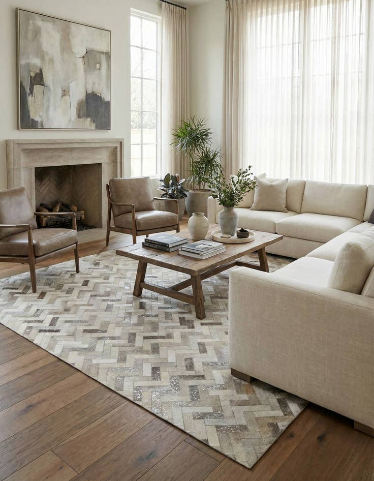 Detail image of  8' x 9' 10 Cowhide Leather Rug